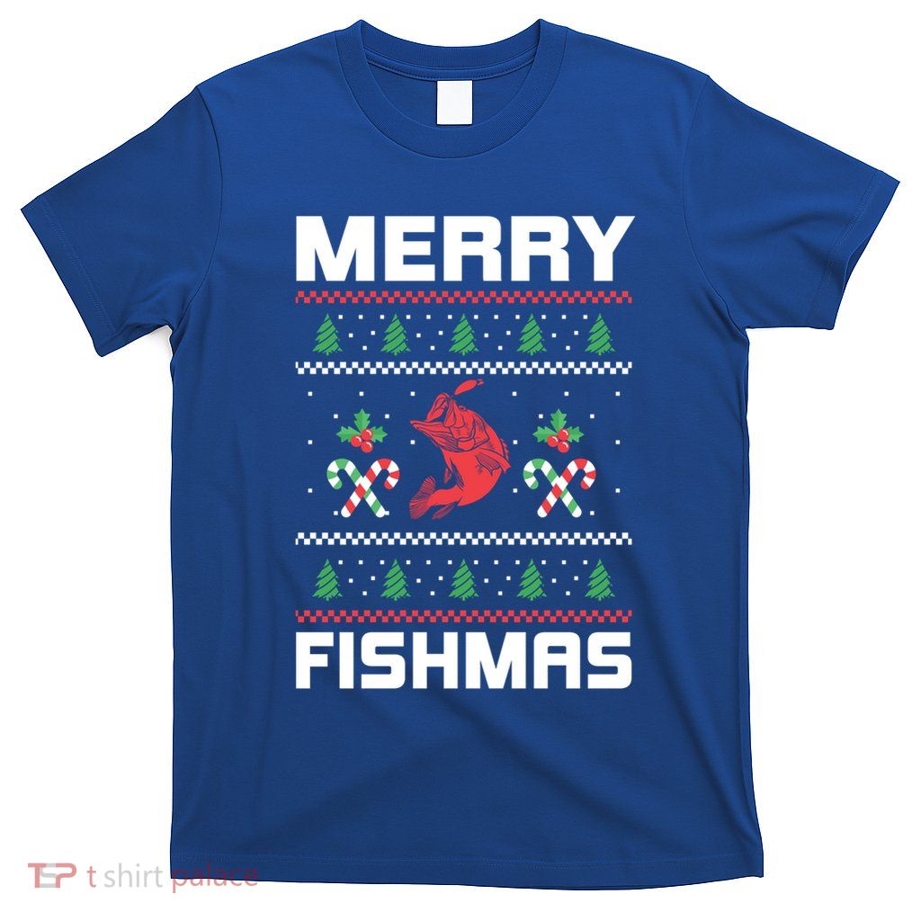 Ugly Christmas Angler Merry Fishmas Bass Fishing Lover T-Shirt