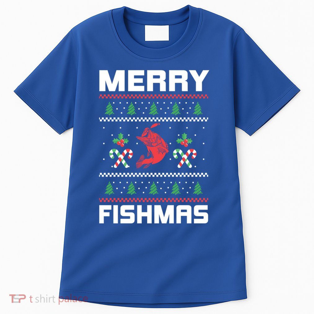 Ugly Christmas Angler Merry Fishmas Bass Fishing Lover Tall T-Shirt