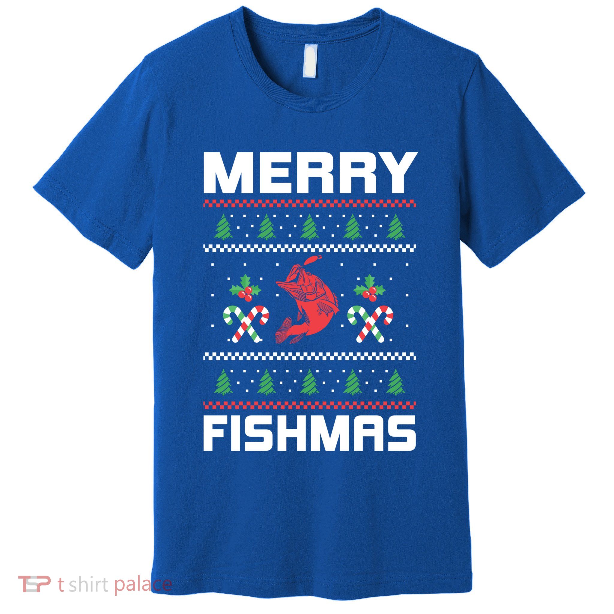 Ugly Christmas Angler Merry Fishmas Bass Fishing Lover Premium T-Shirt