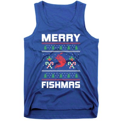 Ugly Christmas Angler Merry Fishmas Bass Fishing Lover Tank Top