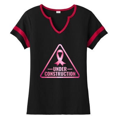 Under Construction Breast Cancer Awareness Ladies Halftime Notch Neck Tee