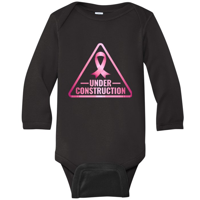 Under Construction Breast Cancer Awareness Baby Long Sleeve Bodysuit