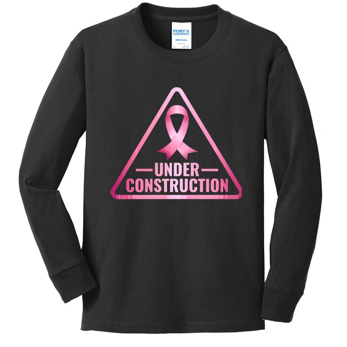 Under Construction Breast Cancer Awareness Kids Long Sleeve Shirt