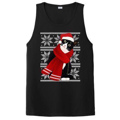 Ugly Christmas Black Cat Santa Hat Scarf Holiday Cute PosiCharge Competitor Tank