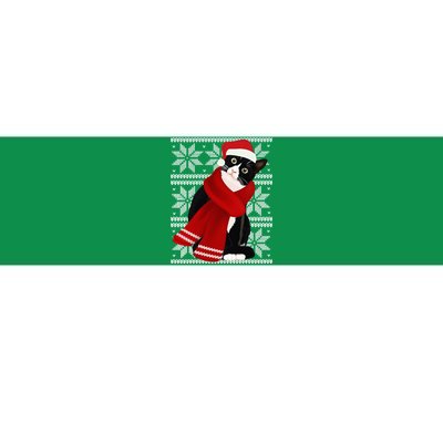 Ugly Christmas Black Cat Santa Hat Scarf Holiday Cute Bumper Sticker