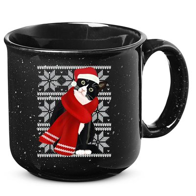 Ugly Christmas Black Cat Santa Hat Scarf Holiday Cute 15oz Campfire Ceramic Mug