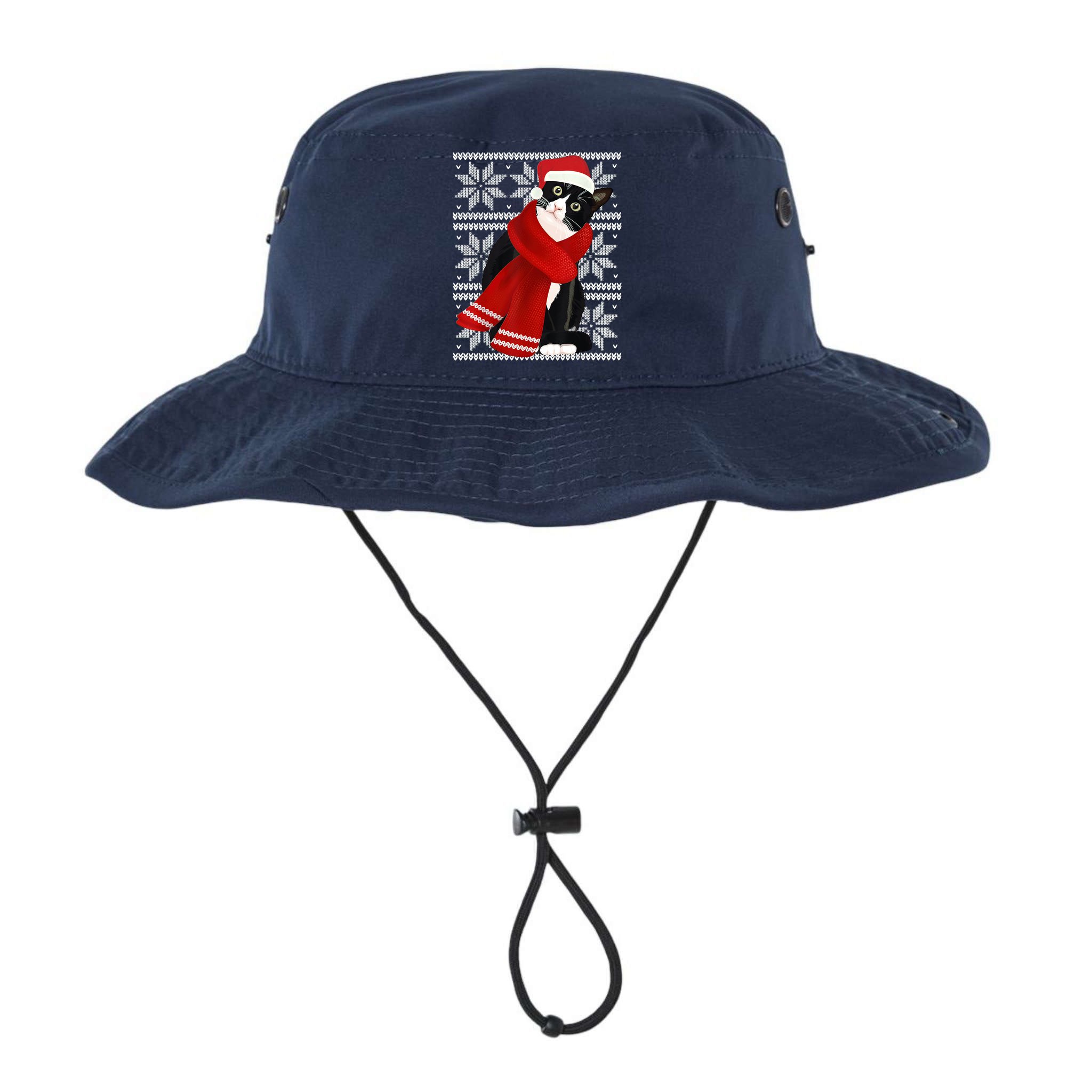 Ugly Christmas Black Cat Santa Hat Scarf Holiday Cute Bucket Hat