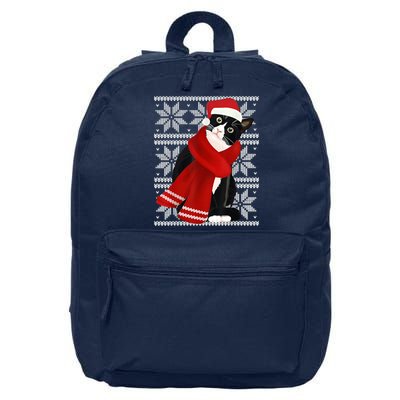 Ugly Christmas Black Cat Santa Hat Scarf Holiday Cute 16 in Basic Backpack