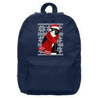 Ugly Christmas Black Cat Santa Hat Scarf Holiday Cute 16 in Basic Backpack