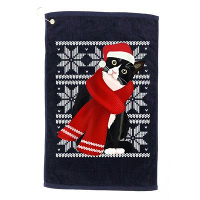 Ugly Christmas Black Cat Santa Hat Scarf Holiday Cute Golf Towel