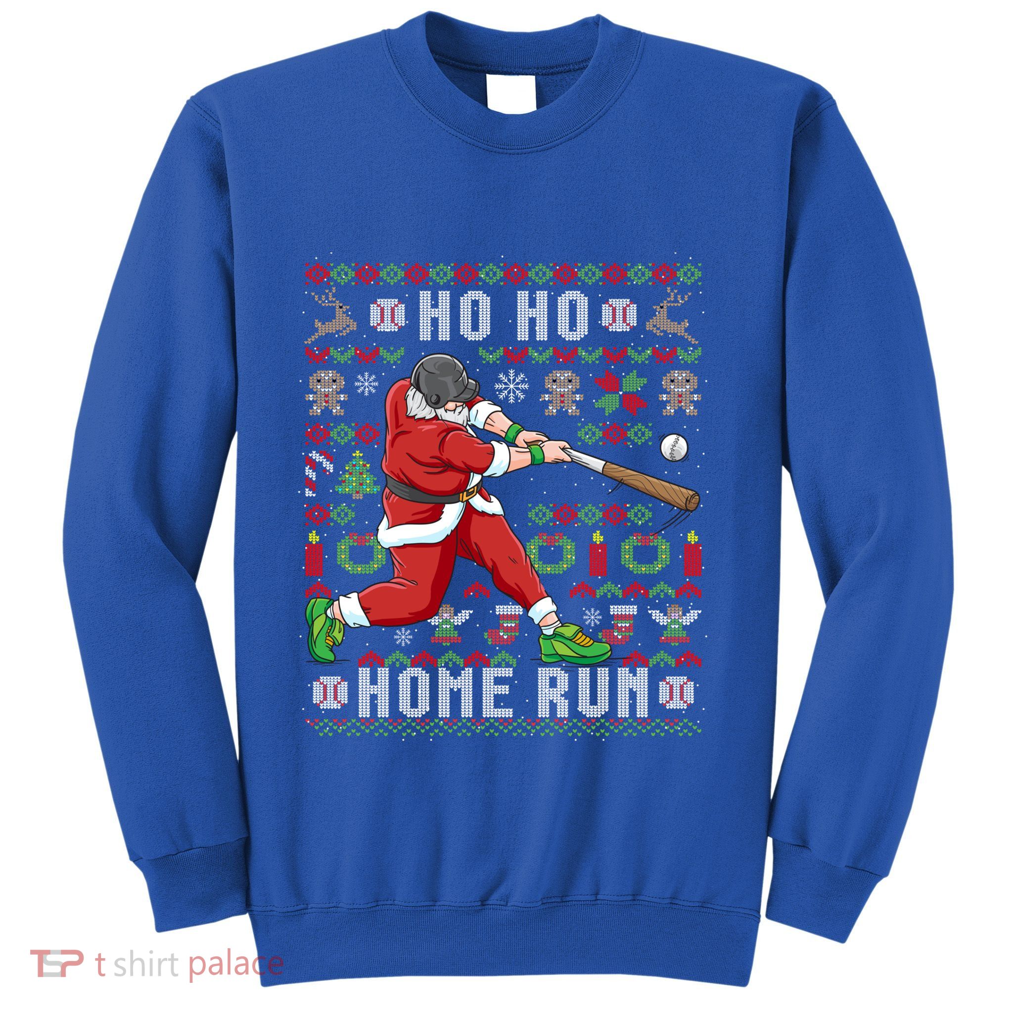Ugly Christmas Baseball Ho Ho Home Run Funny Gift Meaningful Gift Sweatshirt