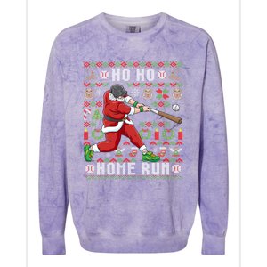 Ugly Christmas Baseball Ho Ho Home Run Funny Gift Cute Gift Colorblast Crewneck Sweatshirt