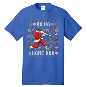 Ugly Christmas Baseball Ho Ho Home Run Funny Gift Cute Gift Tall T-Shirt