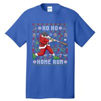 Ugly Christmas Baseball Ho Ho Home Run Funny Gift Cute Gift Tall T-Shirt