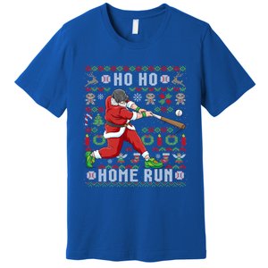 Ugly Christmas Baseball Ho Ho Home Run Funny Gift Cute Gift Premium T-Shirt