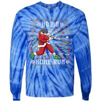 Ugly Christmas Baseball Ho Ho Home Run Funny Gift Cute Gift Tie-Dye Long Sleeve Shirt