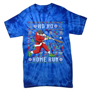 Ugly Christmas Baseball Ho Ho Home Run Funny Gift Cute Gift Tie-Dye T-Shirt