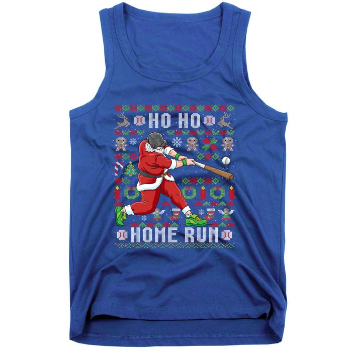 Ugly Christmas Baseball Ho Ho Home Run Funny Gift Cute Gift Tank Top