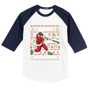 Ugly Christmas Baseball Ho Ho Home Run Funny Gift Cute Gift Baseball Sleeve Shirt