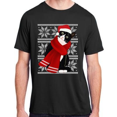 Ugly Christmas Black Cat Santa Hat Scarf X Mas Gift Adult ChromaSoft Performance T-Shirt