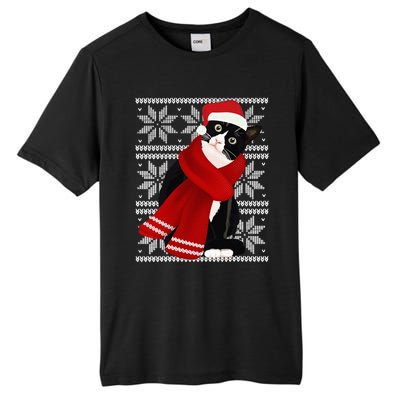 Ugly Christmas Black Cat Santa Hat Scarf X Mas Gift Tall Fusion ChromaSoft Performance T-Shirt