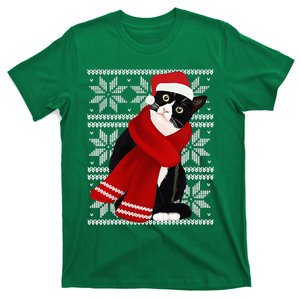 Ugly Christmas Black Cat Santa Hat Scarf X Mas Gift T-Shirt