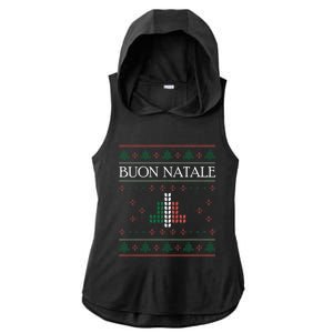 Ugly Christmas Buon Natale Christmas Italy Italians Ladies PosiCharge Tri-Blend Wicking Draft Hoodie Tank