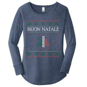 Ugly Christmas Buon Natale Christmas Italy Italians Women's Perfect Tri Tunic Long Sleeve Shirt