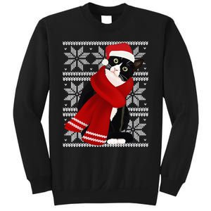 Ugly Christmas Black Cat Santa Hat Scarf Holiday Cute Sweatshirt