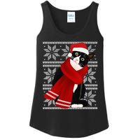 Ugly Christmas Black Cat Santa Hat Scarf Holiday Cute Ladies Essential Tank