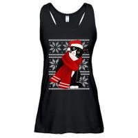 Ugly Christmas Black Cat Santa Hat Scarf Holiday Cute Ladies Essential Flowy Tank