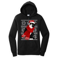 Ugly Christmas Black Cat Santa Hat Scarf Holiday Cute Women's Pullover Hoodie