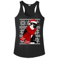 Ugly Christmas Black Cat Santa Hat Scarf Holiday Cute Ladies PosiCharge Competitor Racerback Tank