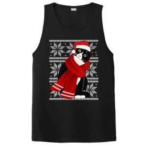 Ugly Christmas Black Cat Santa Hat Scarf Holiday Cute PosiCharge Competitor Tank