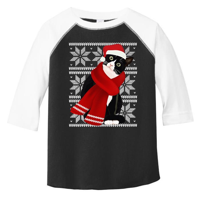 Ugly Christmas Black Cat Santa Hat Scarf Holiday Cute Toddler Fine Jersey T-Shirt