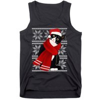 Ugly Christmas Black Cat Santa Hat Scarf Holiday Cute Tank Top