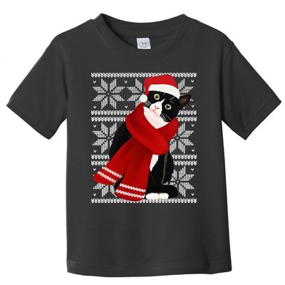 Ugly Christmas Black Cat Santa Hat Scarf Holiday Cute Toddler T-Shirt