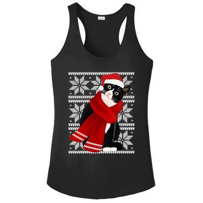 Ugly Christmas Black Cat Santa Hat Scarf Holiday Cute Ladies PosiCharge Competitor Racerback Tank