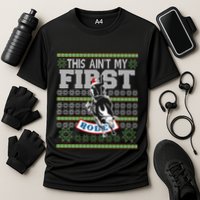 Ugly Christmas Bull Riding This AinT My First Rodeo Meaningful Gift Cooling Performance Crew T-Shirt