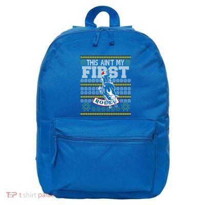 Ugly Christmas Bull Riding This AinT My First Rodeo Meaningful Gift 16 in Basic Backpack