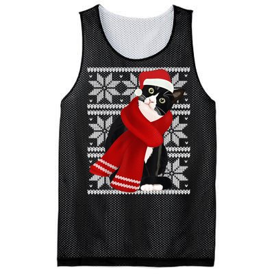 Ugly Christmas Black Cat Santa Hat Scarf Holiday Cute Mesh Reversible Basketball Jersey Tank