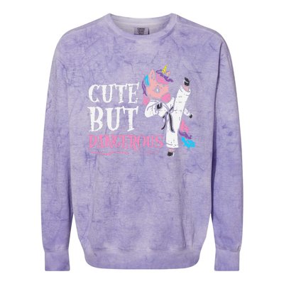 Unicorn Cute But Dangerous Karate Taekwondo  Gift Colorblast Crewneck Sweatshirt