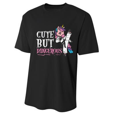 Unicorn Cute But Dangerous Karate Taekwondo  Gift Performance Sprint T-Shirt