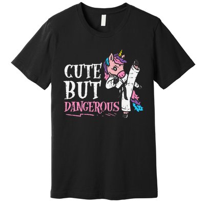 Unicorn Cute But Dangerous Karate Taekwondo  Gift Premium T-Shirt