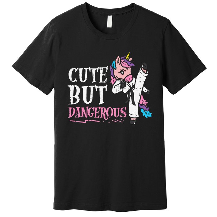 Unicorn Cute But Dangerous Karate Taekwondo  Gift Premium T-Shirt