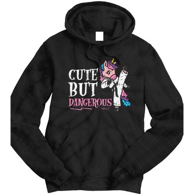 Unicorn Cute But Dangerous Karate Taekwondo  Gift Tie Dye Hoodie