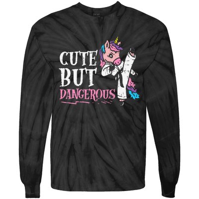 Unicorn Cute But Dangerous Karate Taekwondo  Gift Tie-Dye Long Sleeve Shirt