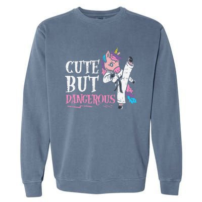 Unicorn Cute But Dangerous Karate Taekwondo  Gift Garment-Dyed Sweatshirt