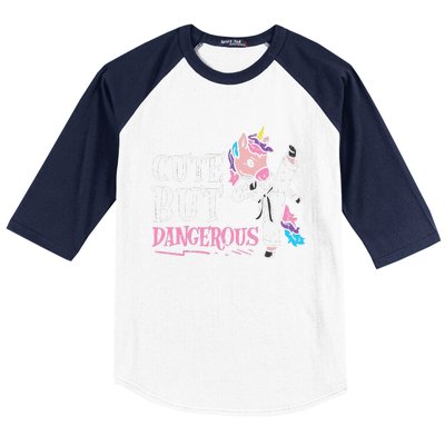 Unicorn Cute But Dangerous Karate Taekwondo  Gift Baseball Sleeve Shirt