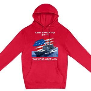 Uss Chicago Cg11 Class Cruiser American Flag Veteran Xmas Premium Pullover Hoodie